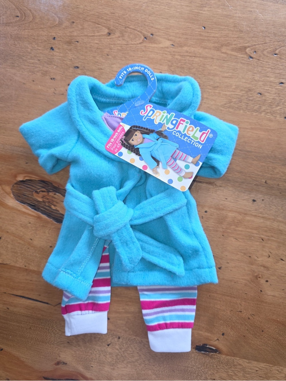 Springfield Collection Blue Doll Robe & Striped Pajama Set- Fits American Girl!